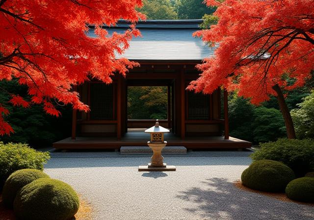 Zen garden and traditional temple in Kyoto