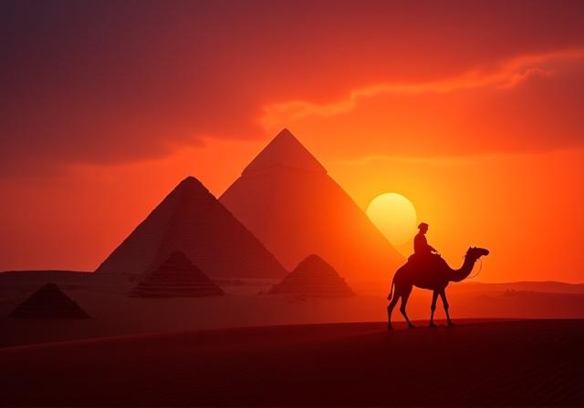 The Great Pyramids of Giza at sunset
