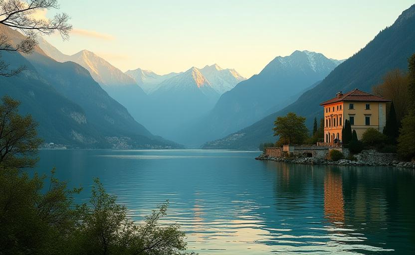 Beautiful mountain lake scenery for travel inspiration